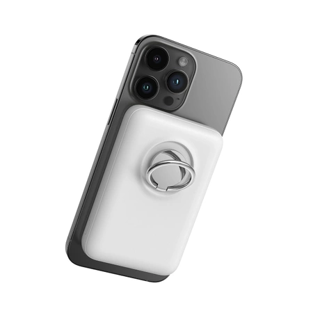 Kabellose Powerbank 10000 mAh Joyroom JR-W050 20 W MagSafe mit Ring und Ständer – Weiß