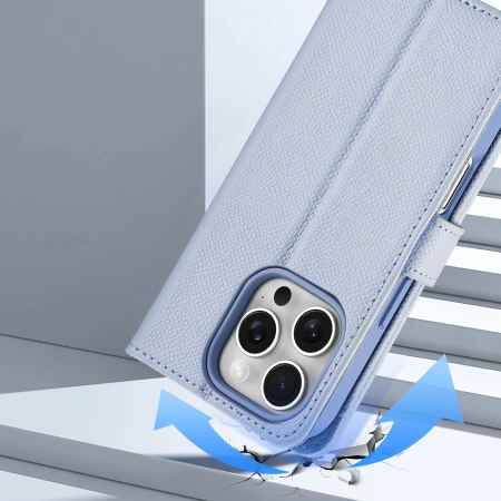Dux Ducis Lawa Leather Case for iPhone 16 Pro Max with Detachable Magnetic Wallet - Blue