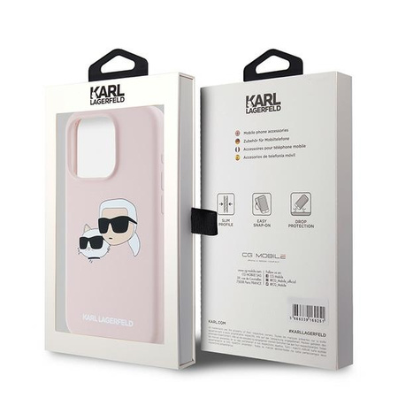 Karl Lagerfeld KLHMP15LSKCHPPLP iPhone 15 Pro 6.1" różowy/pink hardcase Silicone Karl & Choupette MagSafe