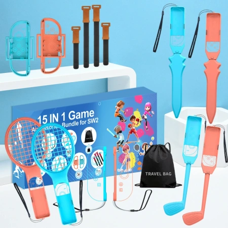 Nintendo Switch 15-in-1 Family Accessory Pack 2 - Orange and Blue Set
