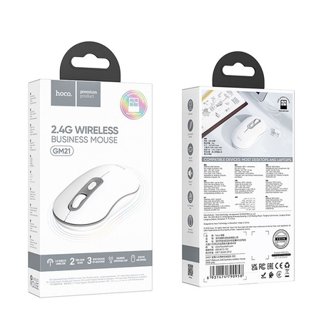 HOCO mysz / myszka komputerowa bezprzewodowa 2,4G DPI 1600 Platinium GM21 biała