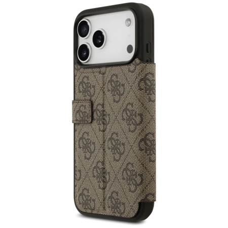 Etui Guess Book 4G Metal Logo na iPhone 17 Pro Max - brązowe