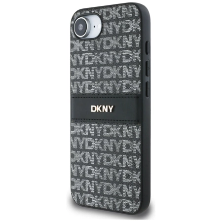 Etui DKNY Repeat Texture Pattern with Tonal Stripe na iPhone 16e - czarne