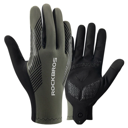 Rockbros Fahrradhandschuhe Frühling/Sommer/Herbst, Full, Größe: M - Grün