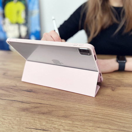 Stand Tablet Case etui Smart Cover pokrowiec na iPad Pro 12.9'' 2021 z funkcją podstawki różowy
