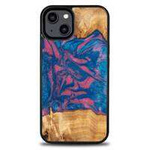 Bewood Unique Vegas wood and resin case for iPhone 14 Pro - pink and blue