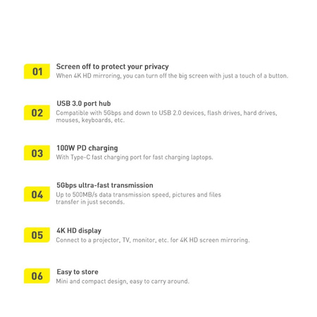 Baseus Lite Series multifunktionaler HUB USB Typ C - 2 x USB 3.0 / USB Typ C PD / HDMI 1,4 / SD / TF schwarz (WKQX050101)