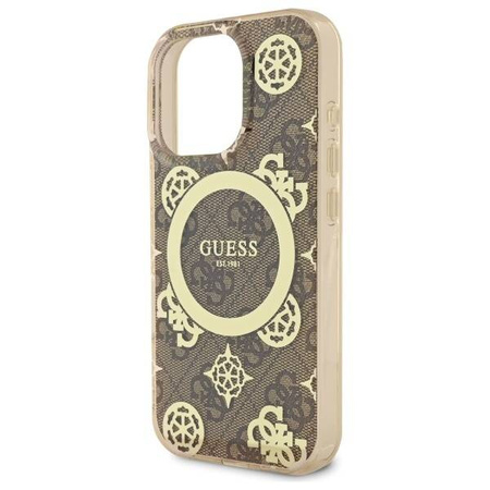 Original Case IPHONE 16 PRO MAX Guess Hardcase IML Peony On 4G Background MagSafe (GUHMP16XH4PYEEW) brown