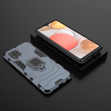 Ring Armor robuste Kickstand TPU/PC Panzer Handyhülle Hard Case für Samsung Galaxy A42 5G blau