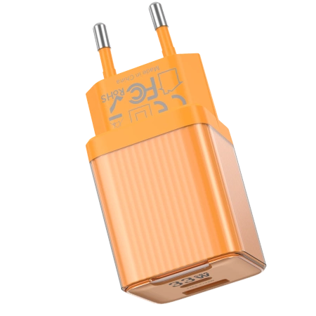 JELLICO Netz-Ladegerät EU55 GaN PD 33W 1xUSB-C + 1xUSB QC3.0 orange