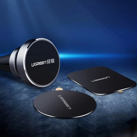 Płytki metalowe Ugreen LP123 60410 okrągłe / prostokątne do uchwytów magnetycznych na telefon - czarne (2 szt.)