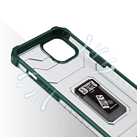 Crystal Ring Case pancerne hybrydowe etui pokrowiec + magnetyczny uchwyt iPhone 13 mini zielony