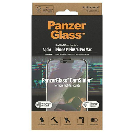Szkło Hartowane 5D IPHONE 14 PLUS / 13 PRO MAX PanzerGlass Ultra-Wide Fit Screen Protection CamSlider Antibacterial Easy Aligner Included (2797)