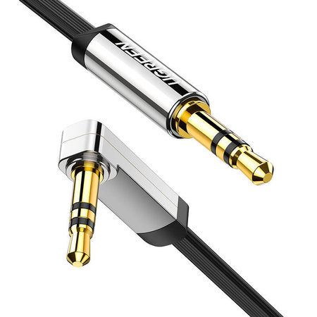 Mini jack 3,5mm AUX elbow cable UGREEN  AV119, flat , 0.5m (black)