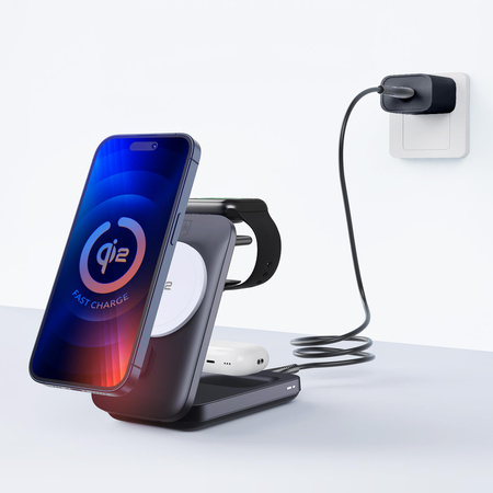 Accessories - 3mk MagRocket 3-in-1 Wireless Charger 15W Qi2 MPP Black