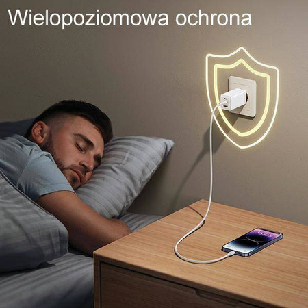 Wall Charger USAMS 2xUSB-C+1xUSB 65W (only head) GaN PD3.0 +QC3.0 Fast Charging gradient purple Sandru Series CC180TC03 (US-CC180)