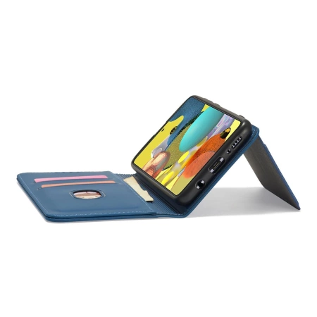Magnet Kartenetui für Samsung Galaxy A12 5G Tasche Brieftasche Kartenhalter Blau