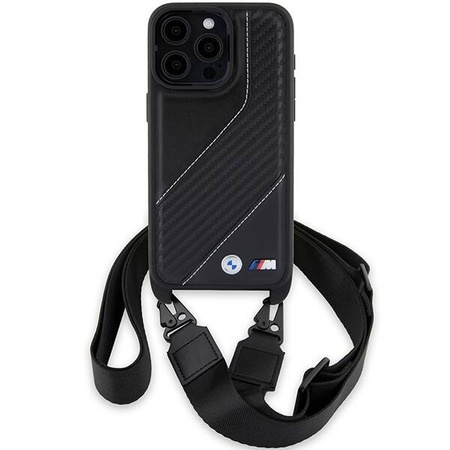BMW M Edition Carbon Stripe &amp; Strap Hülle für iPhone 15 Pro – Schwarz