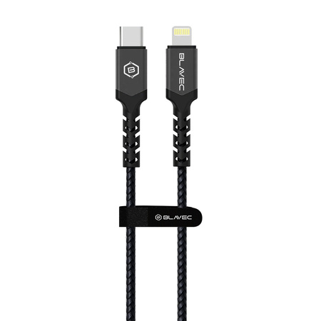 Blavec Kabel Raptor pleciony - Typ C na Lightning - PD 20W 2,4A 1 metr (CRA-CL24BG10) czarno-szary