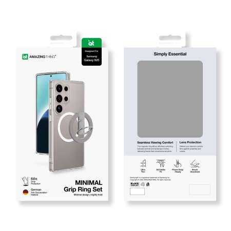 Etui silikonowe AMAZINGTHING Minimal Mag Case z pierścieniem magnetycznym i ringiem magnetycznym do Samsung Galaxy S25 - przezroczyste