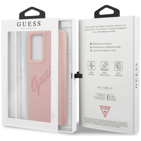 Guess GUHCS21LLSVSPI S21 Ultra G998 różowy/pink hardcase Script Vintage