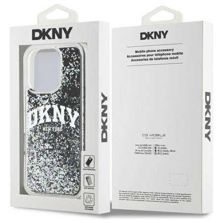 Schutzhülle IPHONE 16 PRO DKNY Hardcase Liquid Glitter Arch Logo (DKHCP16LLBNAEK) schwarz
