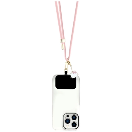 Hello Kitty Patch &amp; Kitty Head Charm Universal Phone Lanyard - Pink