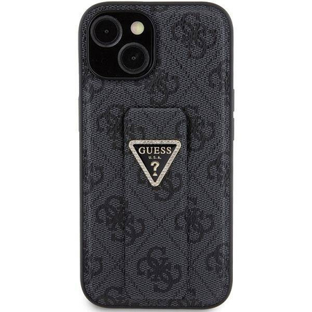 Guess Grip Stand 4G Triangle Strass case for iPhone 15 - black