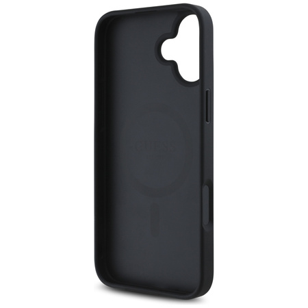 Original Handyhülle IPHONE 16 Guess 4G Circle Classic Logo MagSafe schwarz