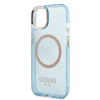 Original Case IPHONE 13 Guess Hard Case Gold Outline Translucent MagSafe (GUHMP13MHTCMB) blue