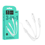 Cable 3w1 1m USB - Micro USB + Lightning + USB-C Denmen D05E white