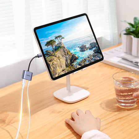 Ugreen audio adapter USB Type C (male) - USB Type C PD QC (female) + 3.5mm mini jack (female) gray (CM231)