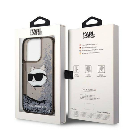 Karl Lagerfeld Liquid Glitter NFT Choupette Head - Etui iPhone 14 Pro Max (czarny)
