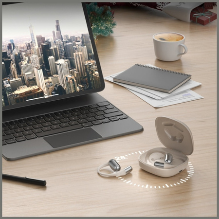 Słuchawki Bluetooth 4smarts SkyBuds OWS  z ekranem AI beżowy