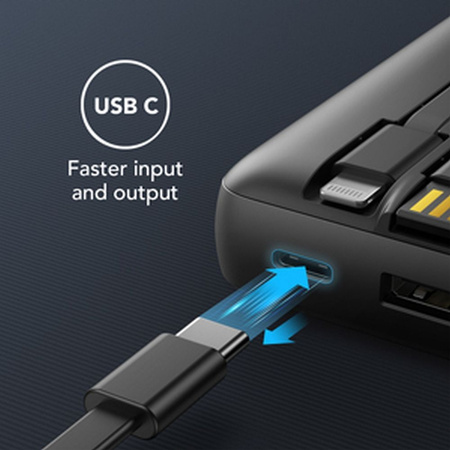 Bateria zewnętrzna (Powerbank) VEGER C20 - 20 000mAh (Micro + Typ C + Lightning 8-pin) czarny (W2047)