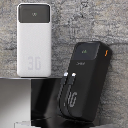 Dudao K15MAX 30000mAh PD 22.5W Powerbank mit integrierten Kabeln - Schwarz