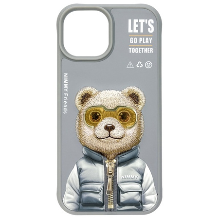 Nimmy etui iPhone 15 6.1" szary/gray      Cool&Cute 2.0 Bear