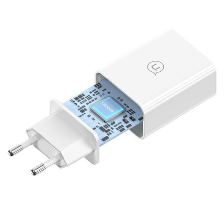 USAMS Ład. siec. 18W + kabel USB-C/USB-A1m Fast Charging biały/white series SC SCXLTZ02