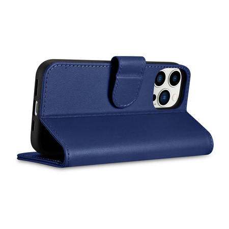 iCarer Wallet Case 2in1 iPhone 14 Pro Max Leder Flip Cover Anti-RFID blau (WMI14220728-BU)