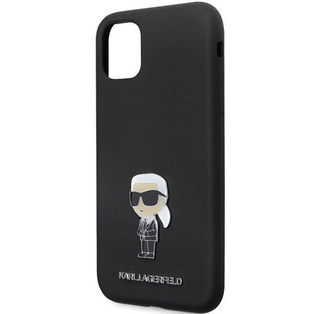 Karl Lagerfeld nakładka do iPhone 11 KLHCN61SMHKNPK czarna HC Silicone Ikonik Metal Pin