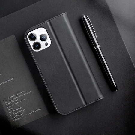 Dux Ducis Hivo Leather Flip Cover Genuine Leather Wallet for Cards and Documents iPhone 14 Pro Max Brown