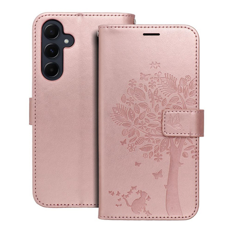 Kabura MEZZO Book do SAMSUNG A55 5G drzewo złoty róż