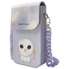 Nimmy Zestaw 3w1 torebka na telefon +     portfel + etui na lokalizator fioletowy/purple Big Eyed Pet 2.0 Rabbit