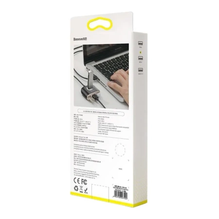 Rozdzielacz HUB 1m USB 3.0 na 3x USB 2.0 + 1x USB 3.0 Baseus Square Round 4 w 1 Adapter (CAHUB-AY01) czarny