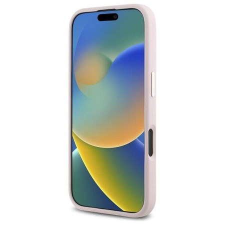 Original Handyhülle IPHONE 16 Guess Hardcase Silicone Logo Strass 4G (GUHCP16SM4DGPP) blassrosa