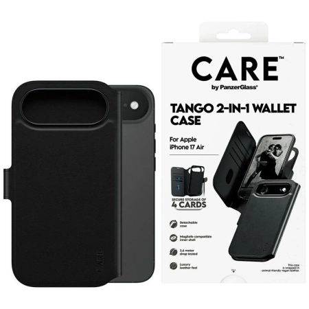 Etui CARE by PanzerGlass Feature Tango 2w1 Wallet Case MagSafe na iPhone Air - czarne