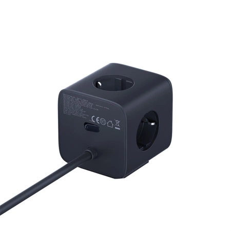 Baseus EnerFill FA11 67W Steckdosenleiste, USB-A + USB-C Würfel + 3 x EU-Steckdose 1,5m - Schwarz