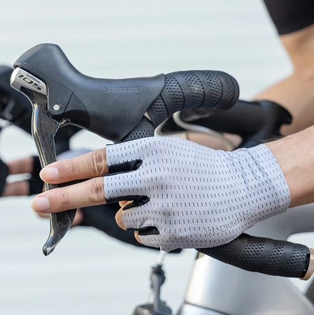 Rockbros Breathable Short Finger Cycling Gloves, Size: XL - Gray
