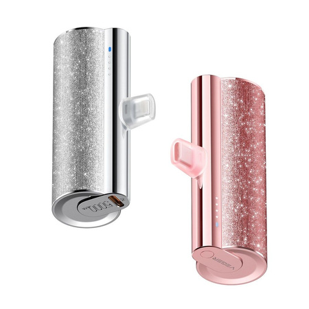 VEGER powerbank 5000 mAh z wbudowanym złączem Typ C PD QC3.0 2,4A 12W PlugOn (W0573) rózowy