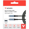 Kabel Verbatim Sync & Charge USB-C do    USB-C 40Gb/s 240W wyświetlacz 120cm czarny 31849